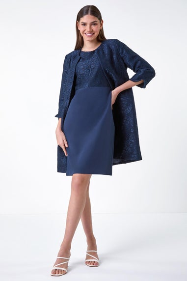 Roman Navy Lace Bodice Shift Dress