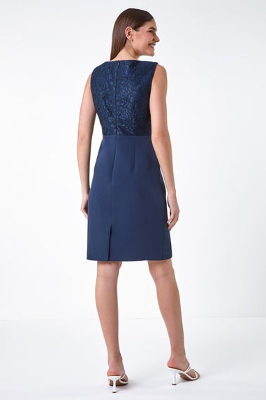 Roman Navy Lace Bodice Shift Dress