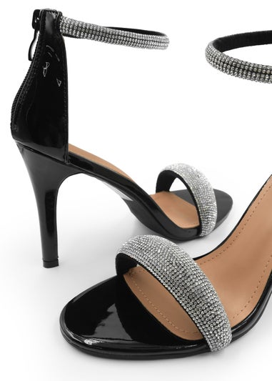 Where's That From Black Sabra Wide Fit High Heel Sandals