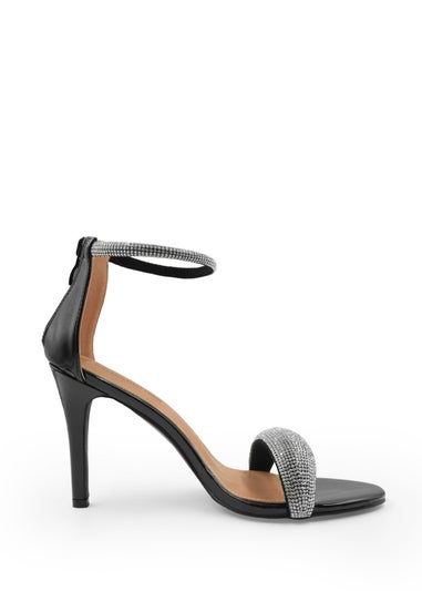 Where's That From Black Sabra Wide Fit High Heel Sandals