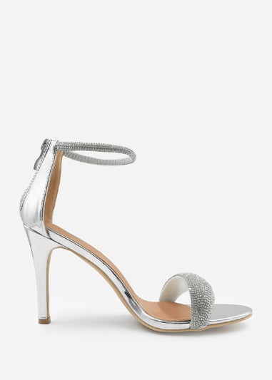 Where's That From Silver Sabra Wide Fit High Heel Sandals