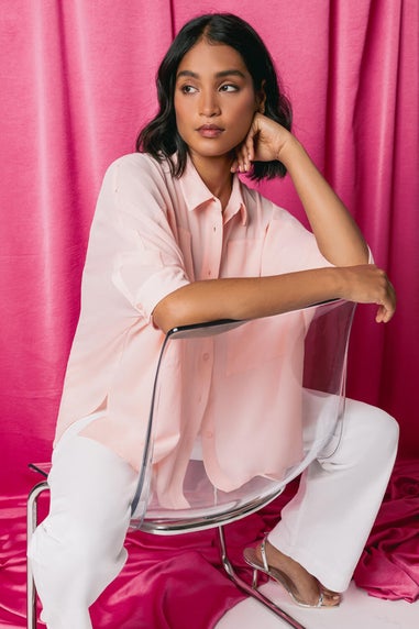 Roman Pale Pink Relaxed Smart Stretch Shirt