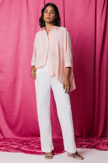 Roman Pale Pink Relaxed Smart Stretch Shirt