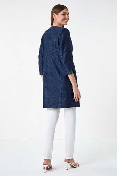 Roman Navy Lace Longline Formal Jacket