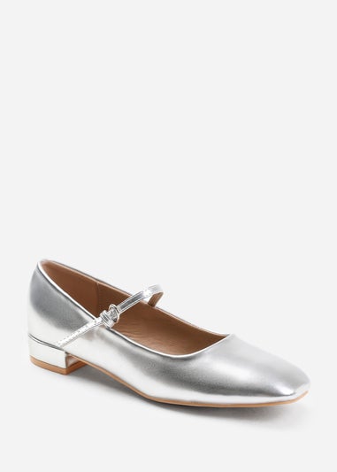 Where's That From Silver Minsk Low Heel With Buckle Detail