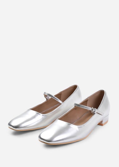 Where's That From Silver Minsk Low Heel With Buckle Detail