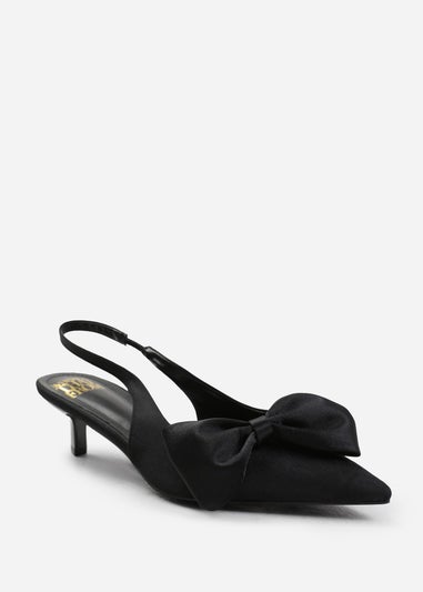 Where's That From Black Santorini Low Pointed Toe Kitten Heels