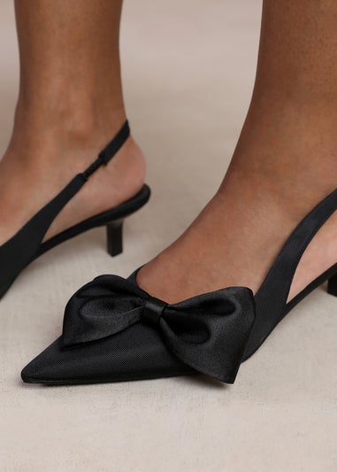 Where's That From Black Santorini Low Pointed Toe Kitten Heels