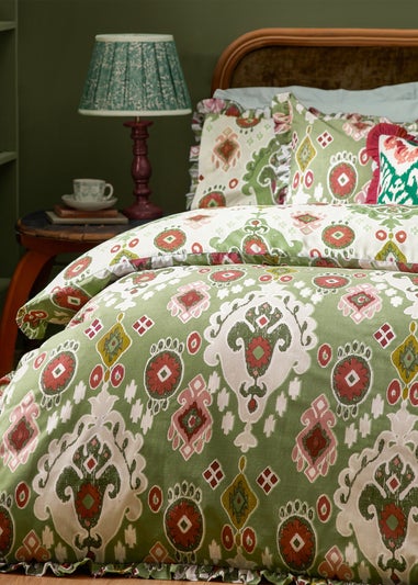 Paoletti 1973 Dawson Ikat Green Reversible Duvet Cover Set