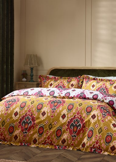 Paoletti 1973 Dawson Ikat Amber Reversible Duvet Cover Set