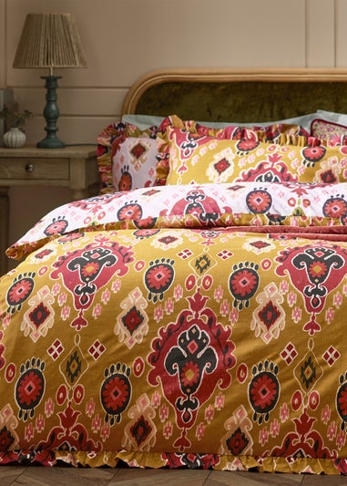 Paoletti 1973 Dawson Ikat Amber Reversible Duvet Cover Set