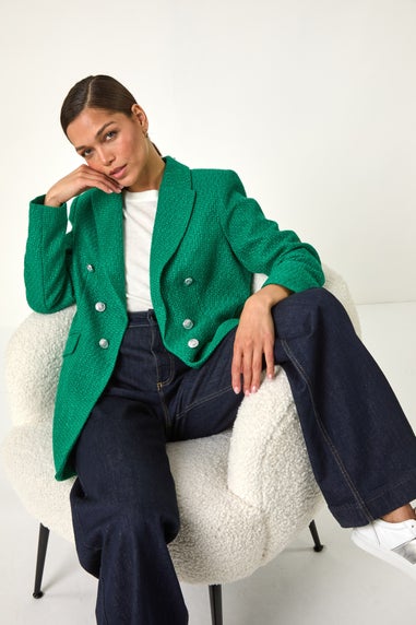 Roman Green Tailored Longline Boucle Jacket