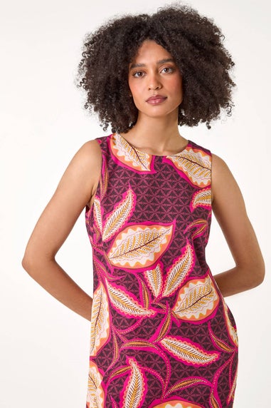 Roman Candy Pink Leaf Border Print Shift Dress