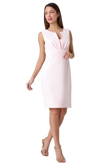 Roman Pink Sleeveless Textured Bodycon Dress