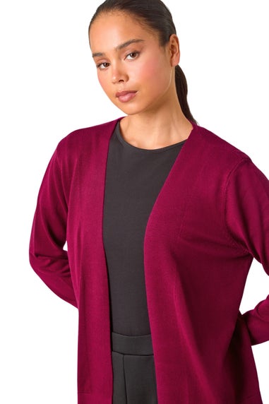 Roman Magenta Petite Plain Stretch Cardigan