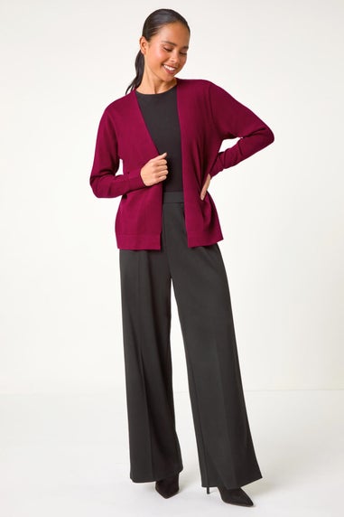 Roman Magenta Petite Plain Stretch Cardigan