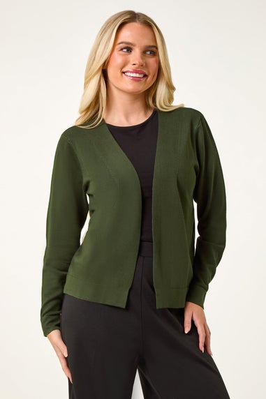 Roman Khaki Petite Plain Stretch Cardigan