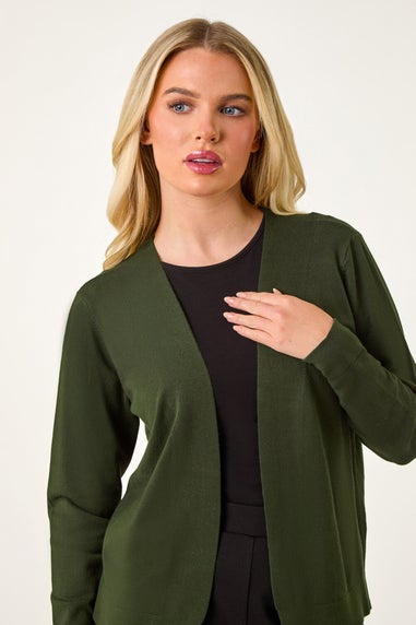 Roman Khaki Petite Plain Stretch Cardigan