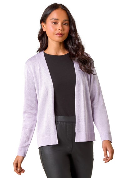 Roman Lilac Petite Sparkle Open Knit Cardigan