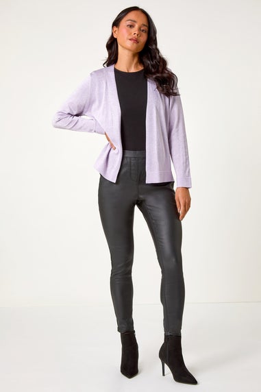 Roman Lilac Petite Sparkle Open Knit Cardigan