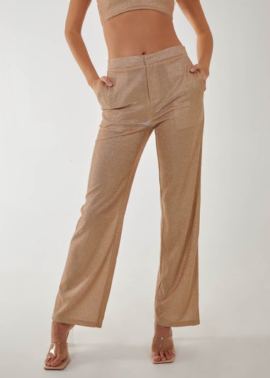 Pink Vanilla Champagne Metallic Straight Leg Trousers