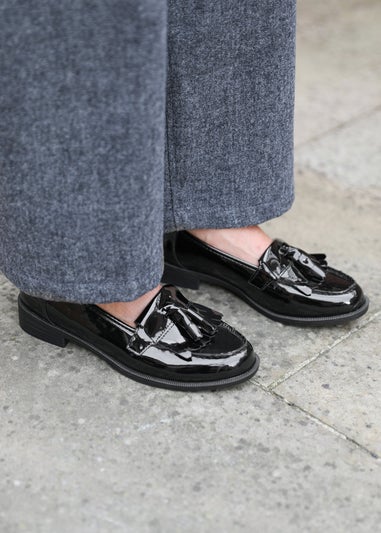 Where's That From Black Patent Imogen Flatform Slip On Loafers