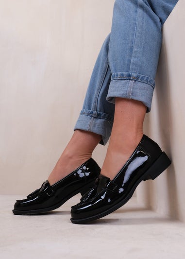 Where's That From Black Patent Imogen Flatform Slip On Loafers