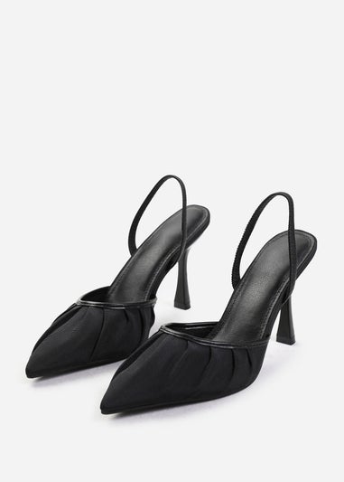 Where's That From Black Satin Maldives Pointed Toe Heels