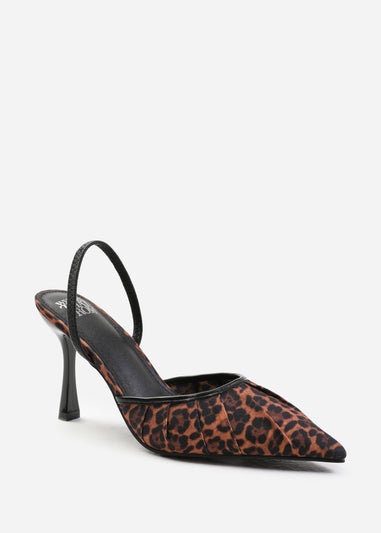 Where's That From Leopard Satin Maldives Pointed Toe Heels