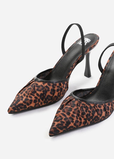 Where's That From Leopard Satin Maldives Pointed Toe Heels