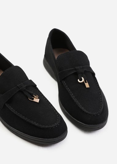 Where's That From Black Suede Pegasus Slip On Trim Loafers