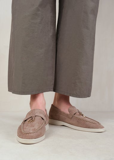 Where's That From Khaki Suede Pegasus Slip On Trim Loafers