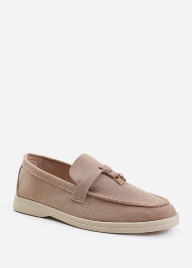 Where's That From Khaki Suede Pegasus Slip On Trim Loafers