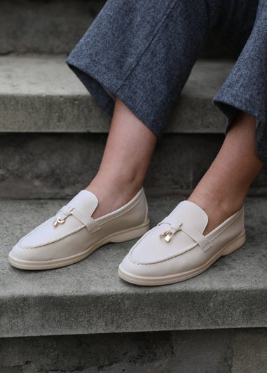 Where's That From Beige Suede Pegasus Slip On Trim Loafers