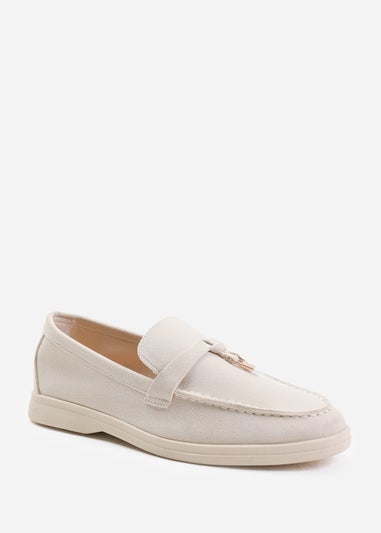 Where's That From Beige Suede Pegasus Slip On Trim Loafers