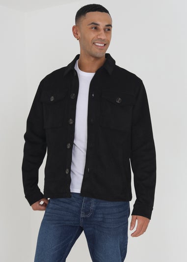 Brave Soul Black Faux Suede Shacket With Patch Pockets