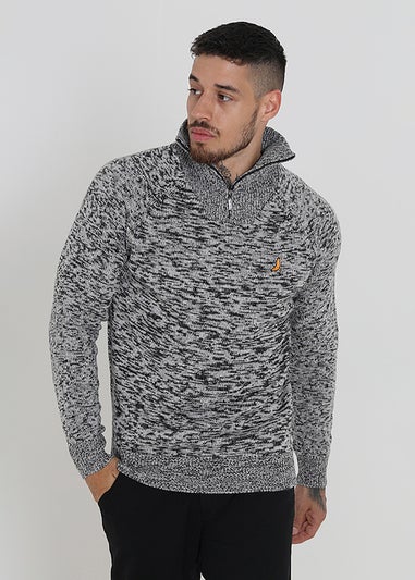 Brave Soul Black Funnel Neck With Quarter Zip Jumper