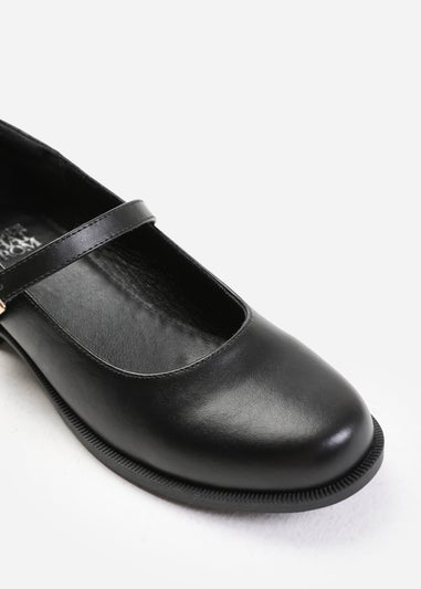 Where's That From Black Kingston Buckle Detail Low Heel Loafers