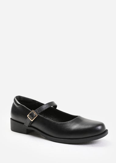 Where's That From Black Kingston Buckle Detail Low Heel Loafers