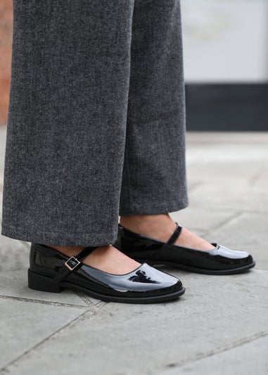 Where's That From Black Kingston Buckle Detail Low Heel Loafers