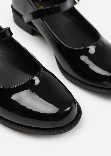 Where's That From Black Kingston Buckle Detail Low Heel Loafers