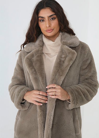 Brave soul tasmin faux fur tailored coat hotsell