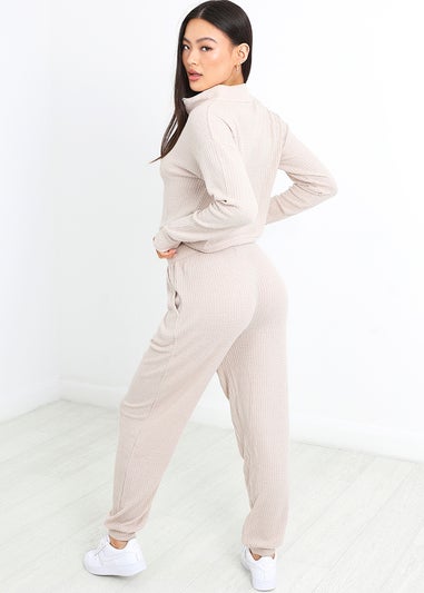 Brave Soul Beige Waffle Loungewear Set