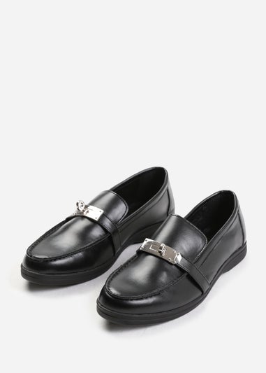 Where's That From Black Pu Monaco Wide-Fit Slip On Loafers