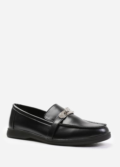 Where's That From Black Pu Monaco Wide-Fit Slip On Loafers