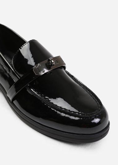 Where's That From Black Patent Monaco Wide-Fit Slip On Loafers