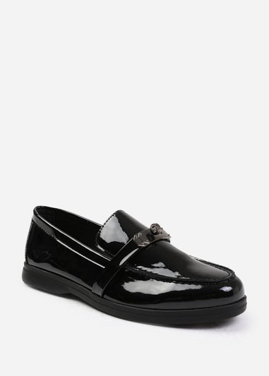 Where's That From Black Patent Monaco Wide-Fit Slip On Loafers