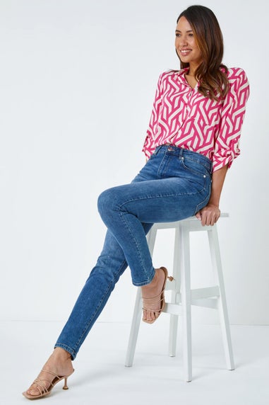 Roman Indigo Slim Leg Stretch Mom Jeans