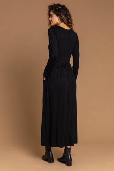 Roman Black Long Sleeve Jersey Maxi Dress