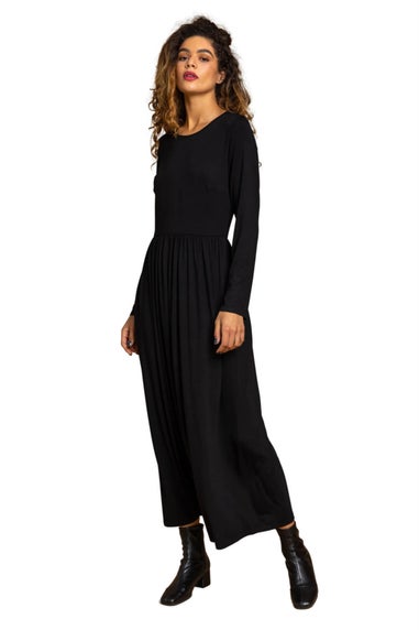 Roman Black Long Sleeve Jersey Maxi Dress